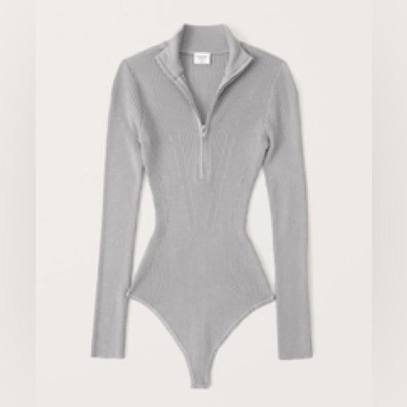Abercrombie & Fitch Tops - Abercrombie and Fitch A&F bodysuit small s zip mockneck ribbed half zip sweater